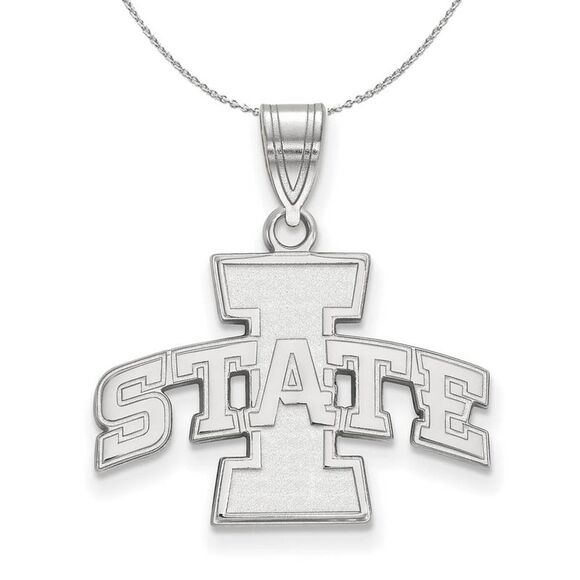 Sterling Silver Iowa State Medium Necklace - 24 Inch - Picture 1 of 8